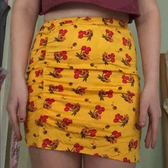cherry bodycon mini skirt